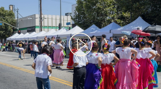 Youth in Lincoln Heights street wearing Mexican Folklore