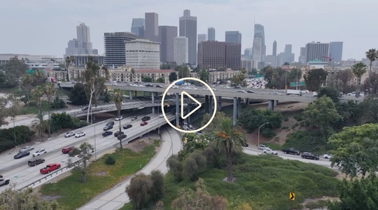 110 Fwy with Downtown Los Angeles in the background