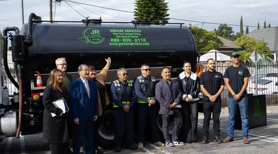 Councilmember Hernandez with LA Sanitation and JR Grease Services Staff