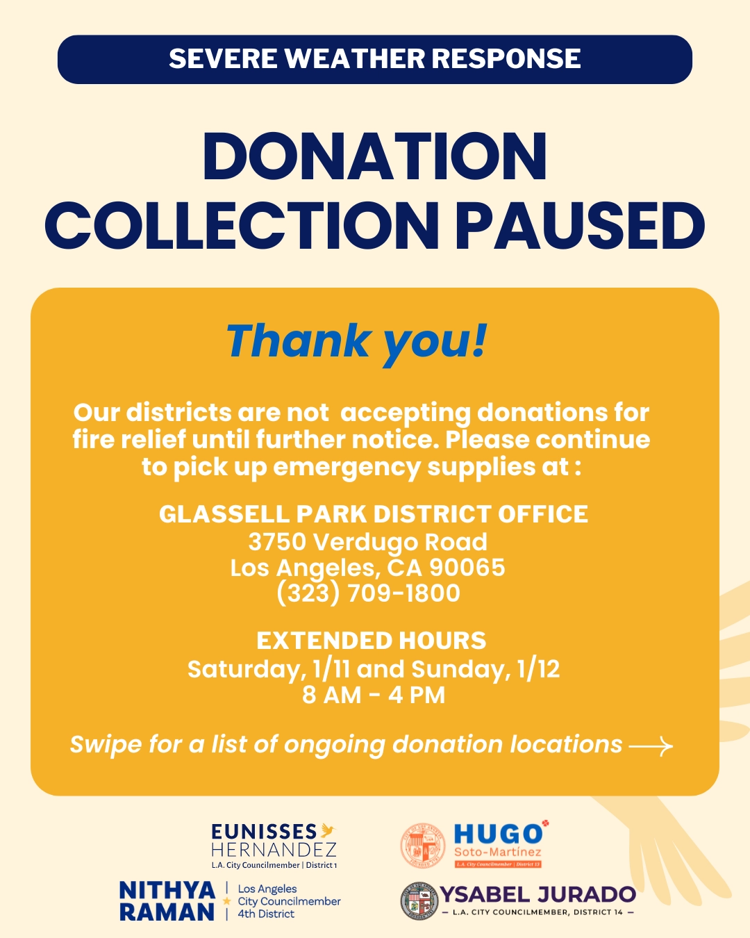 Council District 1 Donation Collection Paused