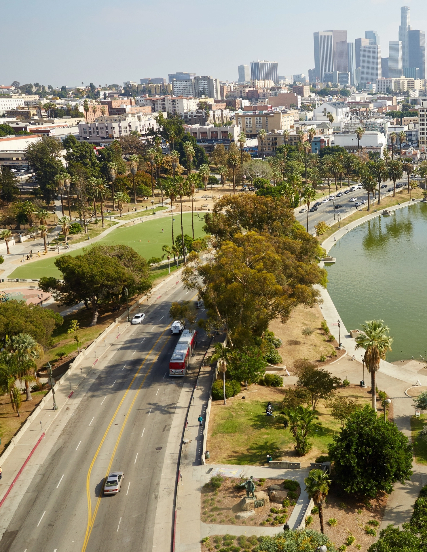 Ariel view of Wilshire Blvd at MacArthur Park