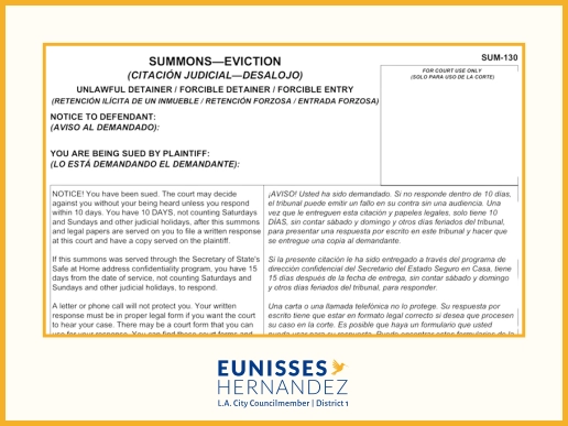 Summons Eviction Example