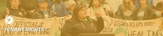 Councilmember Eunisses Hernandez with advocates at City Hall tenant rights press conference